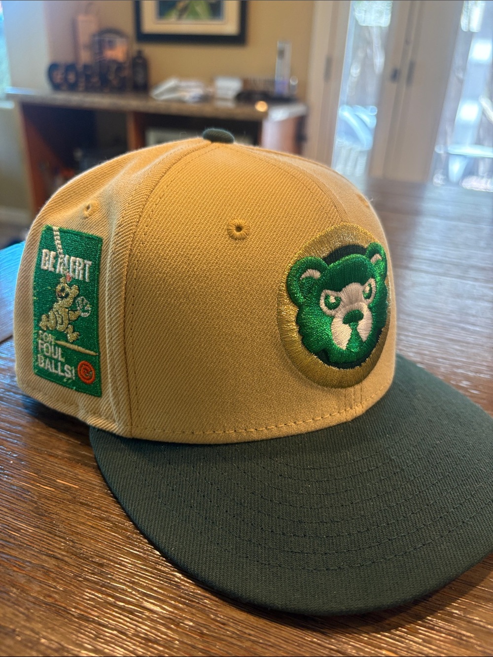 New Era Chicago Cubs Tan and Green Bear Patch Hat